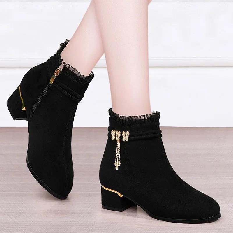Zapatos De Mujer Women Cool Round Toe High Quality Spring Autumn Ankle Boots Lady Classic Comfort Heel Shoes Ab734