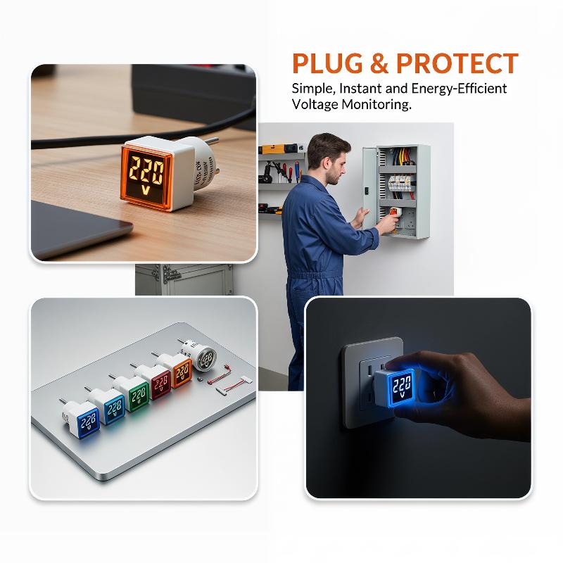 LED Digital AC Voltmeter Indicator High Precision EU Plug 50-500V Voltage Tester for Home Circuit Inspection