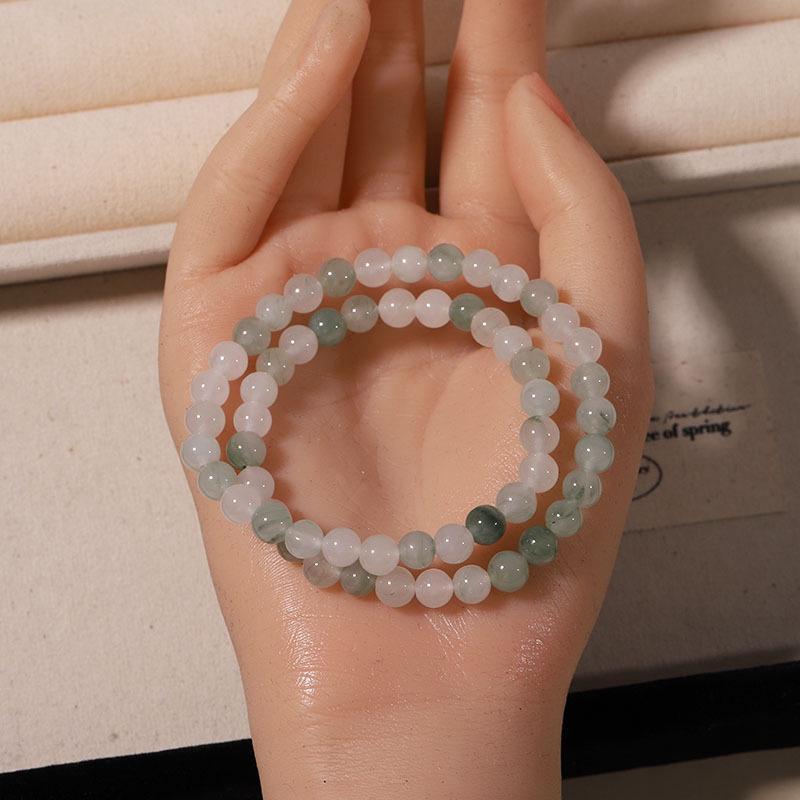 Tianshan Smaragd Jade Armband mit goldenem Faden & schwebenden Blumen für Damen & Herren