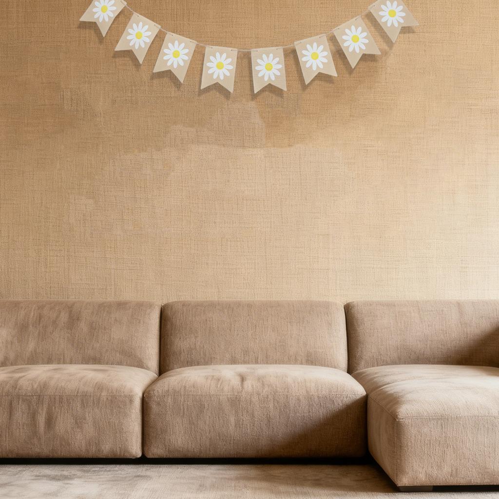 1Set Hello Spring Burlap Banner Spring Party Decoration Flower Pattern Garland for Classroom Mantle Outdoor Hanging Garden