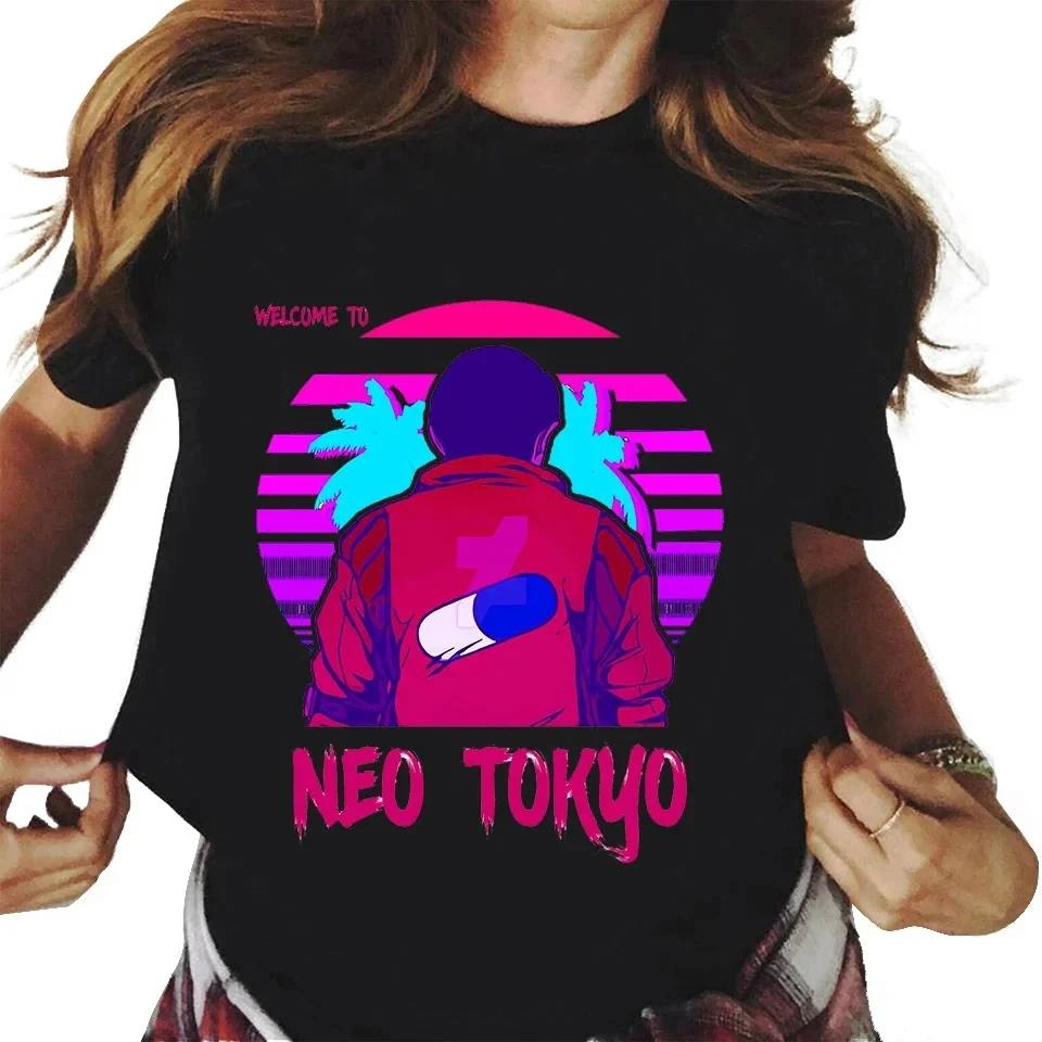 New Fashion Akira Anime Printed Cotton Women's Y2k T-shirt Casual Manga K Otomo Tokyo Short Sleeve Round Neck Plus Size T-shirt