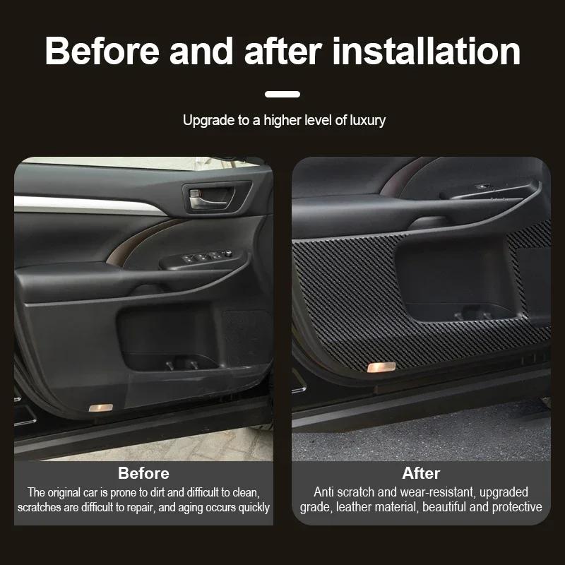4pcs Leather Car Door Anti-Kick Pad For Toyota Highlander 2017-2021 Sill Guards Protector Mat Anti-Dirty Anti-Collision Stickers