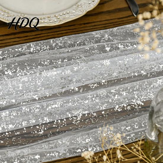 Sophisticated Table Decor Glittery Runner Sheer Flowing Tulle Elegant Runner for Home