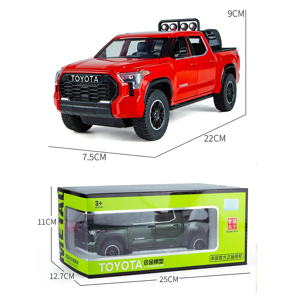 1/24 Toy Trucks for Boys Toyota Tundra Diecast Metal Model Toy Pickup Truck Pull Back Car Model with Light and Sound Toy Trucks for Boys Age 4-7
