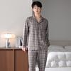 Pure Cotton Pajamas Men'S Loungewear Autumn Suit Cotton Cardigan Long Sleeves Can Be Worn Outside Spring And Autumn Models