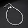 Sturdy Steel Wire White Crystal Jewelry Bracelet Secure Lock Design Steel Mesh Wrist Jewelry For Outdoor Activities