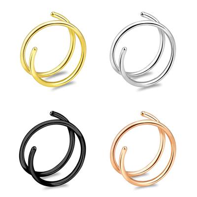 4ks Double Nose Rings Spirálové jednoduché piercingové kroužky do nosu 8MM, čtyři barvy