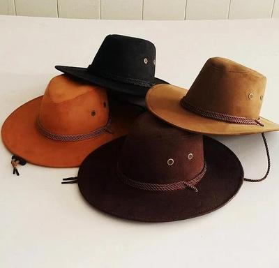 For Men and Women Wide Brim Western Cowboy Hat  Retro Deerskin Plush Western Cowboy Hat Suitable (58-60cm)