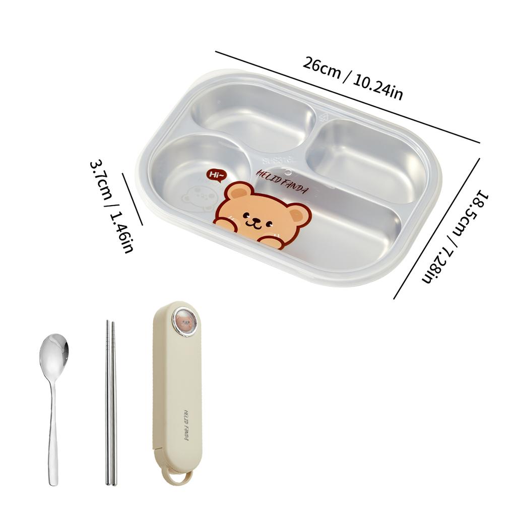 WORTHBUY 4/5 Grids 316 Stainless Steel Dinner Plate Portable Divided Lunch Box For Students Kids Large Capacity Food Contianer