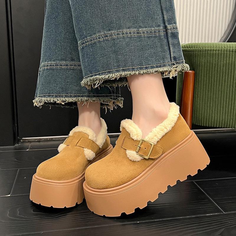 Women's thick-soled winter lightweight warm fur one padded snow boots non-slip wear-resistant casual sneakers cotton boots