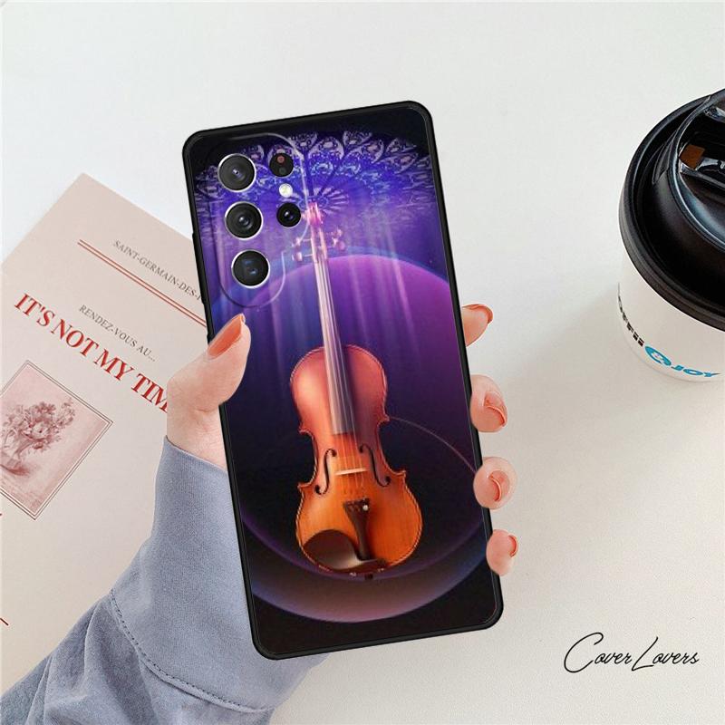 Musical Notes Violin Classical Phone Case For Samsung Galaxy S24 S25 S23 S22 Ultra Note 10 20 Plus S20 S21 FE Cover