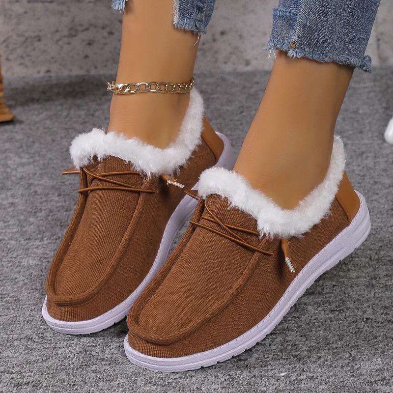 Large size autumn and winter women's casual espadrilles, loafers, one pedal, fluffy neckline single shoes