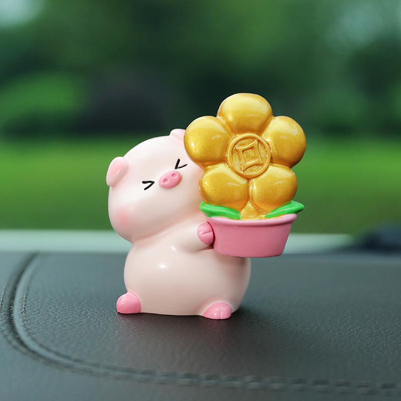 Car Decor Pig Car Pendant Resin Cute Cartoon Interior Ornament For Vehicle Gift