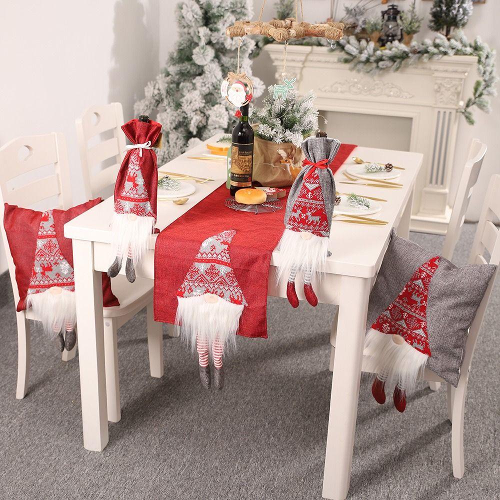 Red Grey Christmas Rudolf Table Runner Rectangular Christmas Decoration  Festival Gift