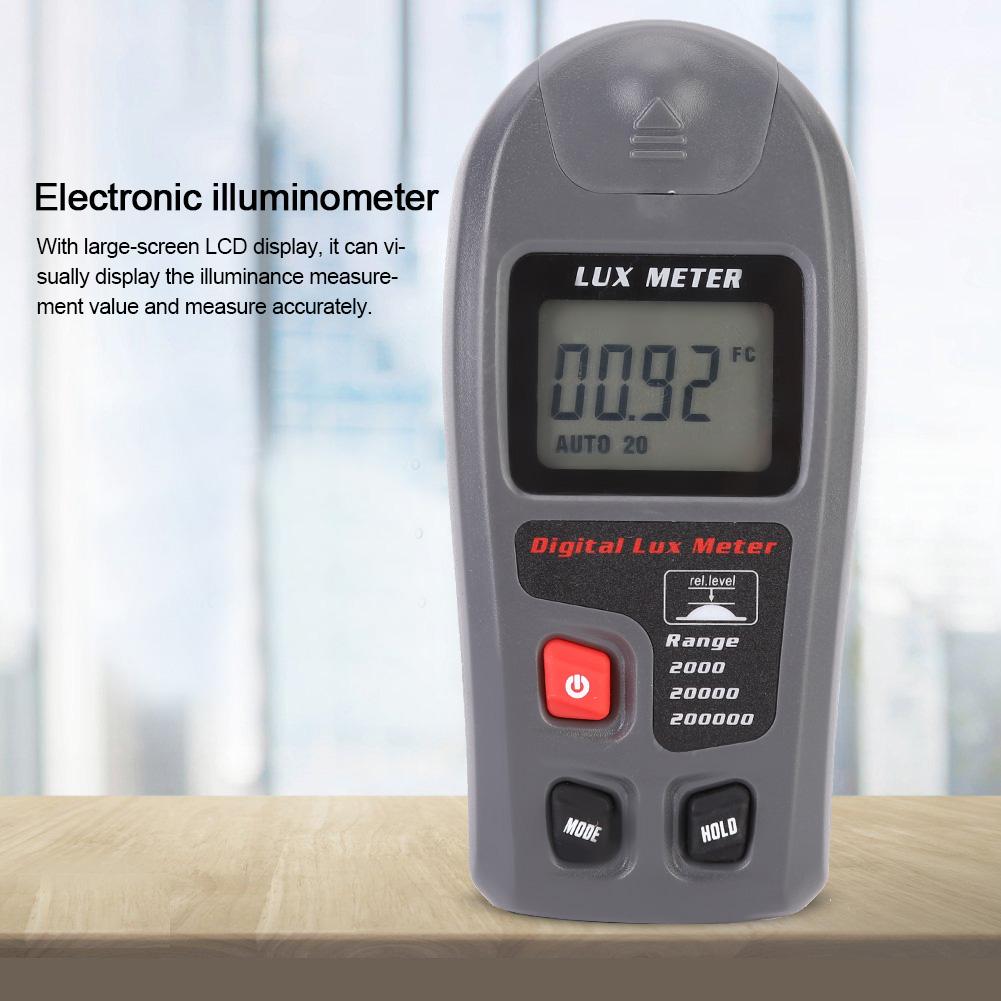 Handheld Digital Electronic Luxmeter Light Meter Illuminometer Photometer with 200,000 Range