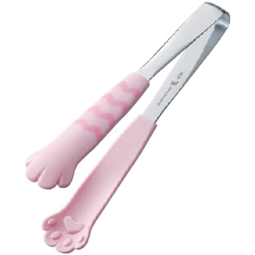 Tanabe Metal Tabletop Tongs, Catch Meow, Island, Peach