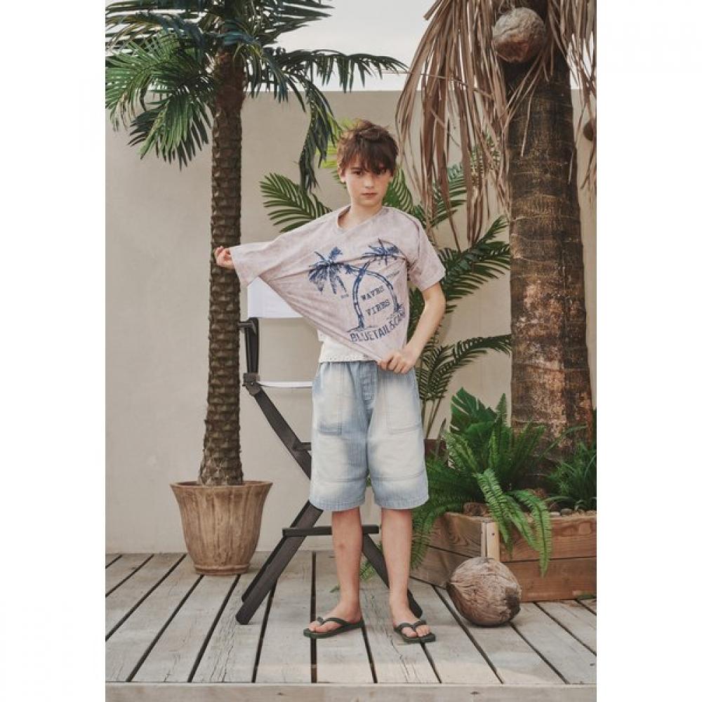 Bluetail Blue Stripe Half Length Denim Pants Azc3pt01bu