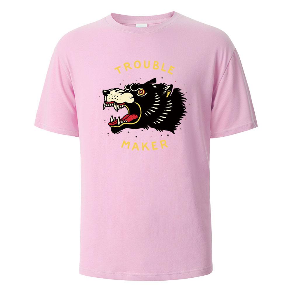 

Базовые футболки с принтом Trouble Maker для мужчин 100% хлопок летние дышащие удобные топы с коротким рукавом и круглым вырезом мужская одежда 4XL