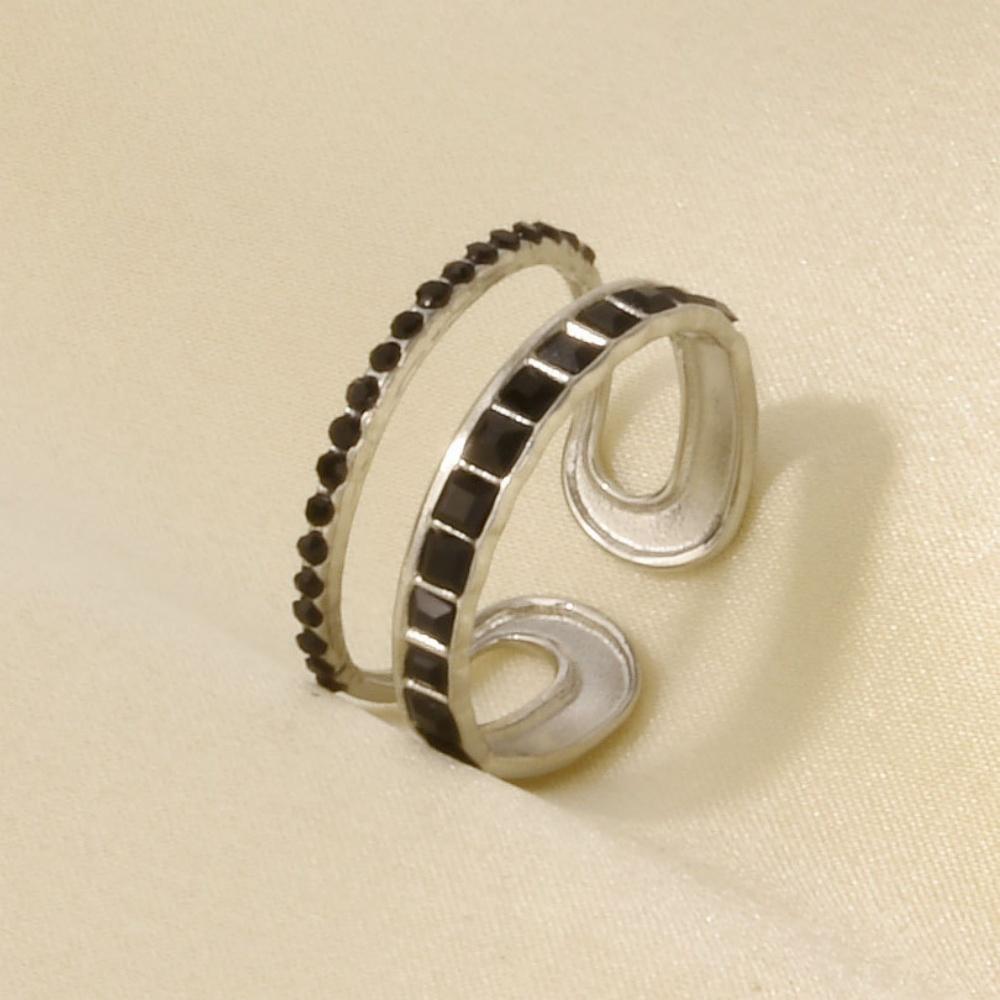 

Double-layer Zircon Open Ring Women Trendy Minimalist Luxury Finger Rings Waterproof Zircon Gift Wholesale Open