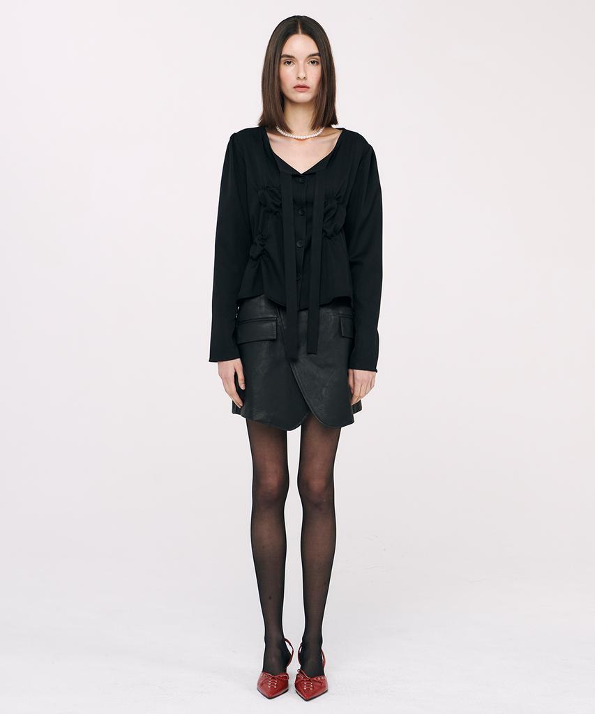 Twenty Forty Cat Wrap Mini Leather Skirt