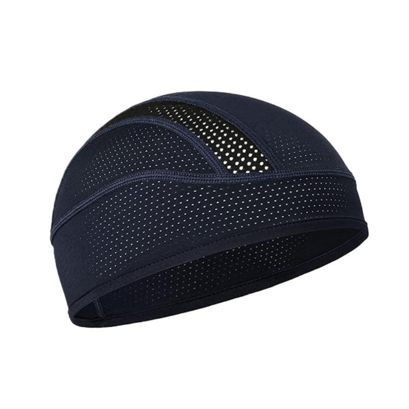 

Skeleton hat flat cap breathable mesh hat suitable for men and women for fitness cycling, running helmet liners and under hats темно-синього кольору