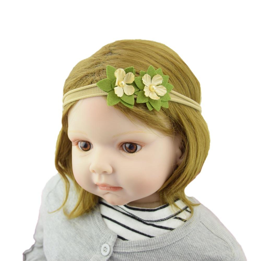 

Soft Nylon Headband Green Flower Hairband Kid Headdress Hair Band Photography Prop 02