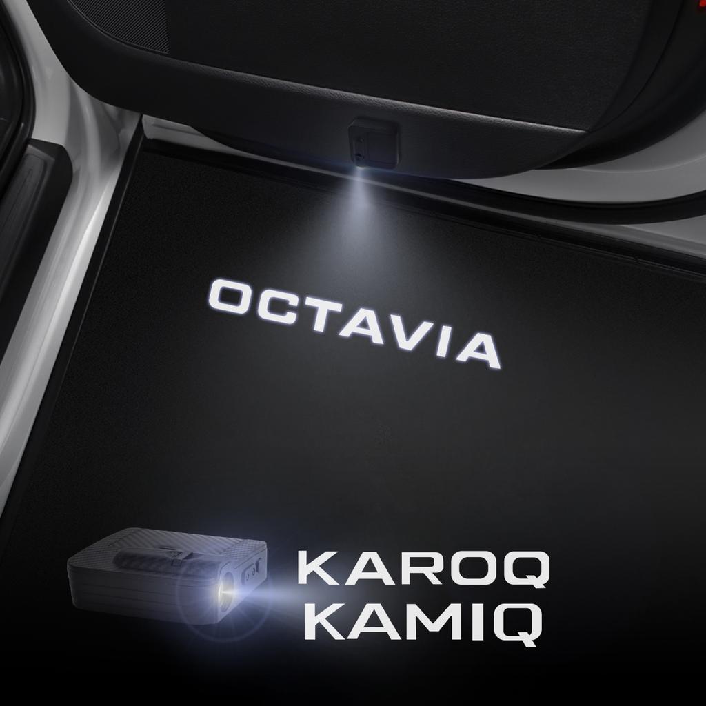 1/2PCS For Skoda Octavia Kamiq Karoq Sport Line VRS Car Door Welcome Lights Projector Logo Wireless Sensing Accessories