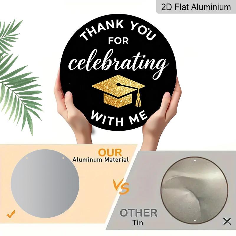 2D Flat Aluminum 2026 Graduation-themed Wall Hanging Is Available In Multiple Sizes. Its Black and Gold Glitter Graduation Cap Design Makes It A