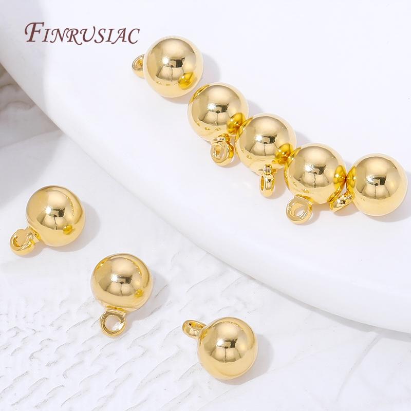 3mm 4mm 5mm 6mm 18K Gold Plated Brass Round Ball Bead Pendants For Necklaces Making,DIY Charms For Jewelry,Bracelets Accessories