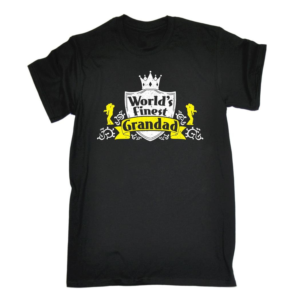 Worlds Finest Grandad 100% Cotton T-shirt Mens Tees Top Grandfather Father Dad Grandpa Tee Birthday Funny