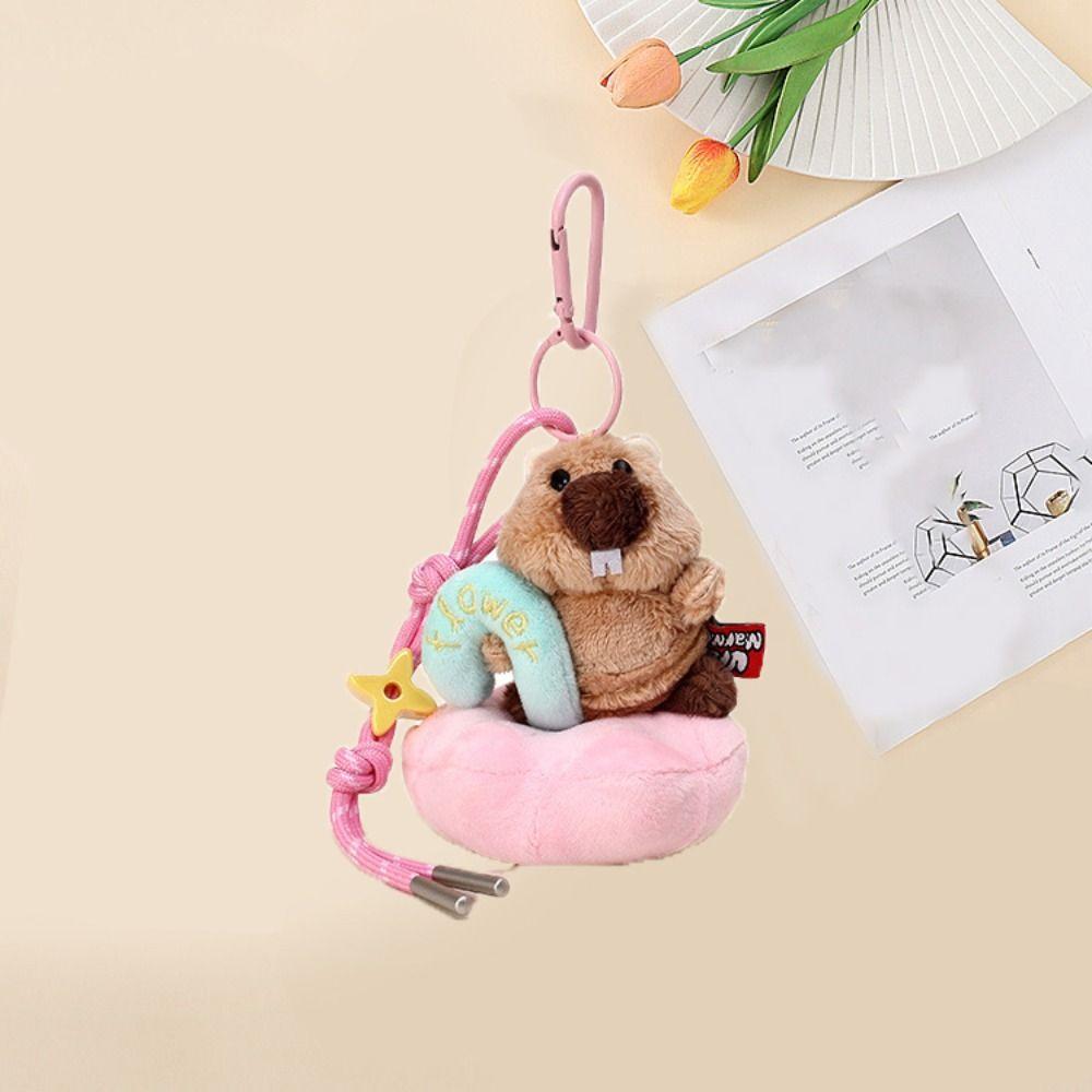 Cartoon Plush Groundhog Keychain Cute Car Keyring Funny Groundhog Dolls Pendant  Girl Gift