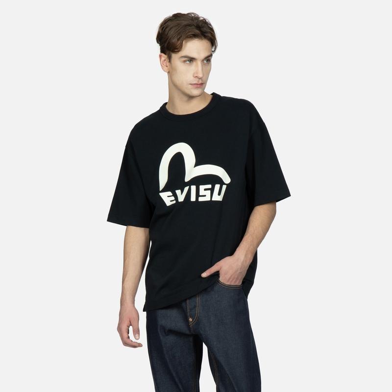 Evisu Seagull Logo Loose Fit Short Sleeve T-Shirt Men Tops 2ESHTM3TS537RXCT