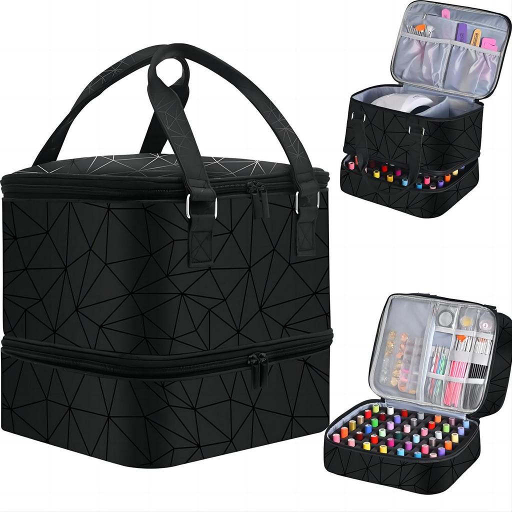 Elegant Travel Makeup Bag: Double-Layer Nail Polish Storage for 42 Bottles