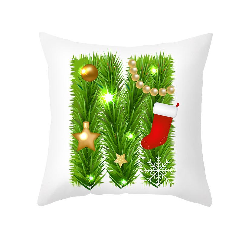 Christmas Pillow Cover Cartoon Green Letter Series Office Pillow Cover Printed Cushion Cover Cross-border