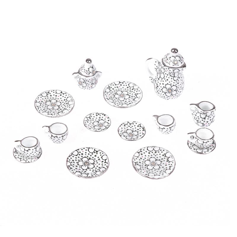 1Set 1:12 Puppenhaus Miniatur Porzellan Keramik Teetasse Set Geschirr Küche Puppenhaus Teekanne Diy Spielzeug