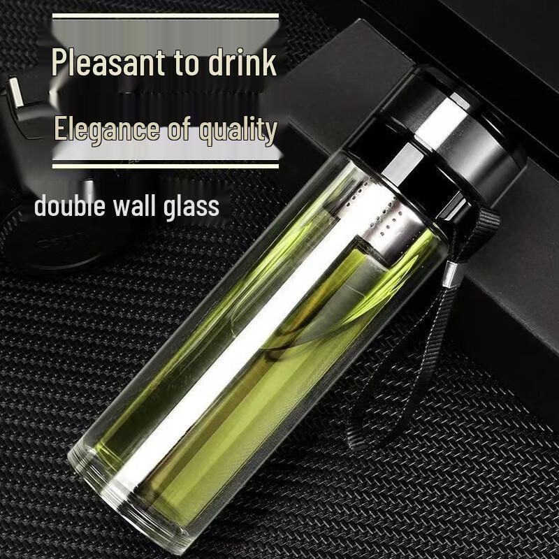 OLOEY Double Layer Glass Tea Infuser Cups (Set of 2)