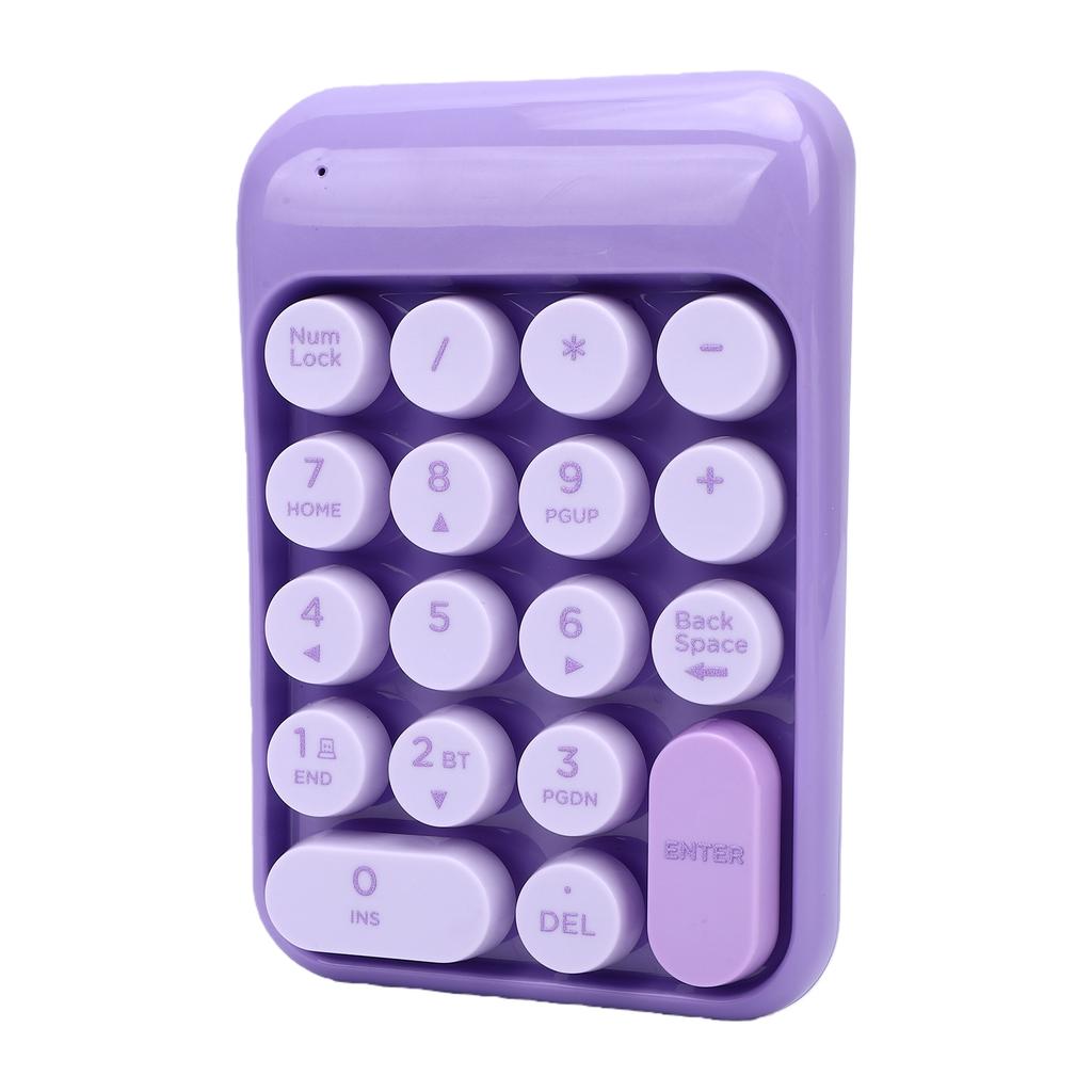 Wireless Number Pad 18 Key 2.4G Numeric Keypad Financial Accounting Numpad Keyboard for Home Business Work Purple