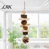 Natural Bird Chew Toys Parrot Toy, Pine Cone Wooden Blocks Dried Fruit Toy Enrichment Cage Accessories for Small Medium Parrots Foraging Biting