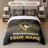 Custom Bedding Set Pittsburgh Penguins Pattern, Print Name Text 1 Duvet Cover Plus 2 Pillowcases Home Textile