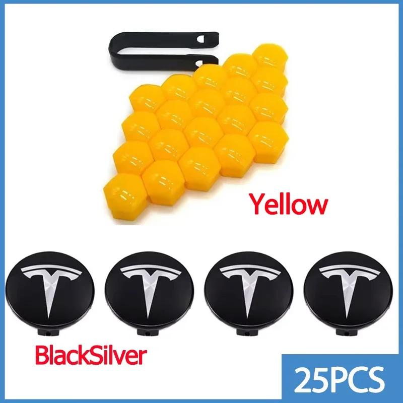 56mm Center Hub Caps for Tesla Model 3 Y S X Car Wheel Valve Cap Tire Lug Nut Protective Cover Exterior Decoration 25pcs / 29pcs