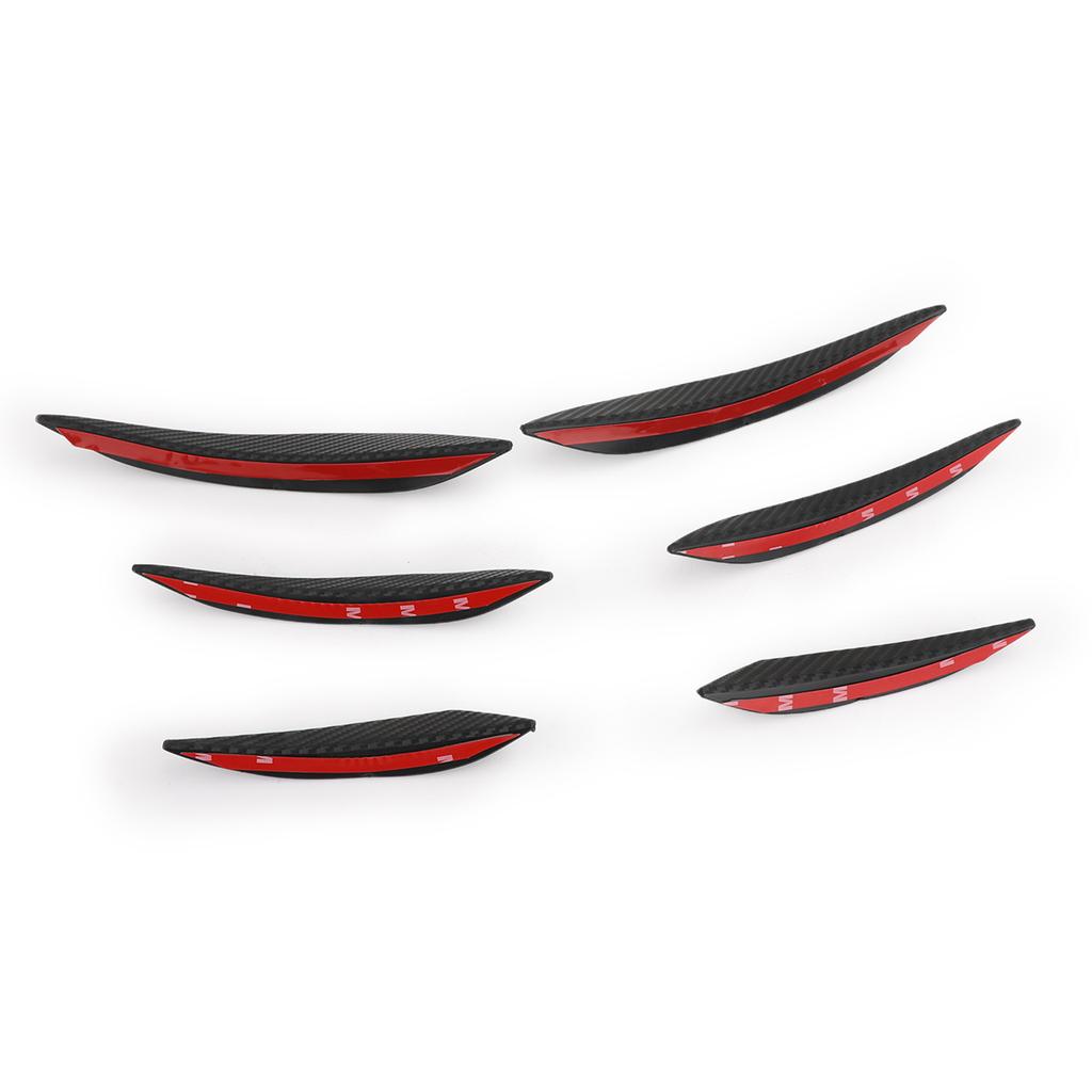 6pcs Universal Carbon Fiber Car Front Bumper Fins Spoiler Canards Refit Kit