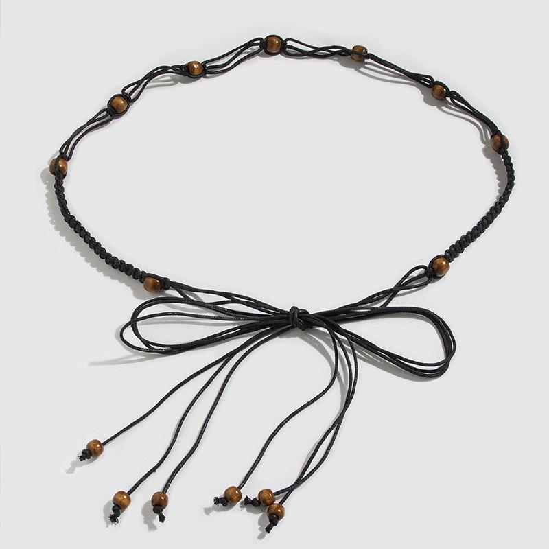 Bohemian Ethnic Design Genuine Leather Waist Rope For Women With Handmade Tie Knot