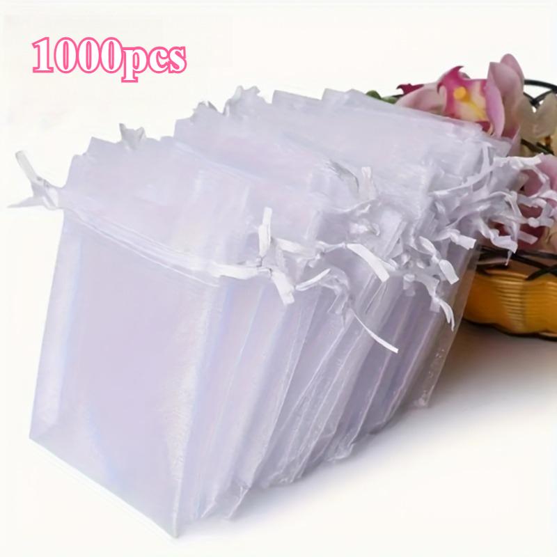 300/1000pcs Organza Drawstring Transparent Gift Bag for Wedding Party Gifts Jewelry Candy Bag and Decorations Drawstring Closure