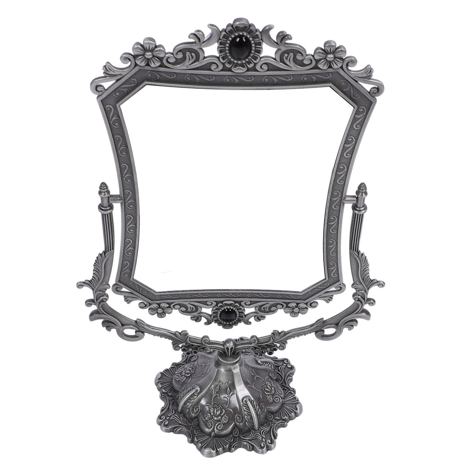 

Винтажное двухстороннее зеркало для макияжа, прозрачное, вращающееся на 360 градусов, антикварное настольное зеркало в металлической раме