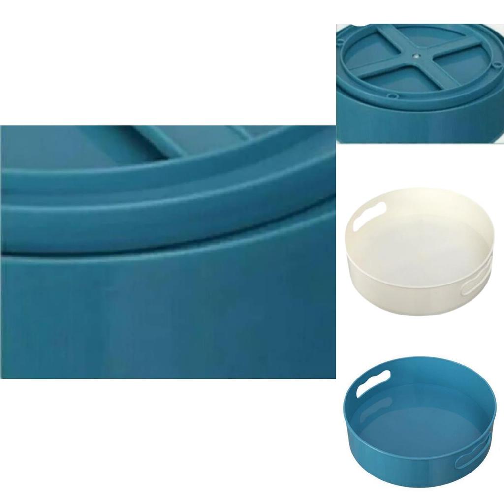 Space-saving Rotating Kitchen Storage Box With Elegant White And Blue Colors For Countertops