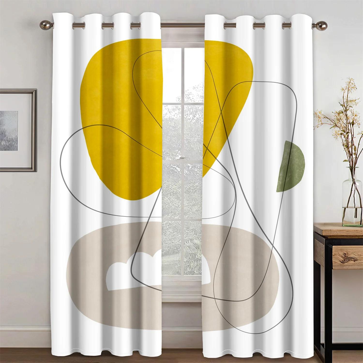 Modern Abstract geometric art set with Bohemian aesthetic eleganc Drapes Window Curtains for Main Room Rest Room Kitchen 2 Pieces Decor 100W160H(CM)40x63in&Hook