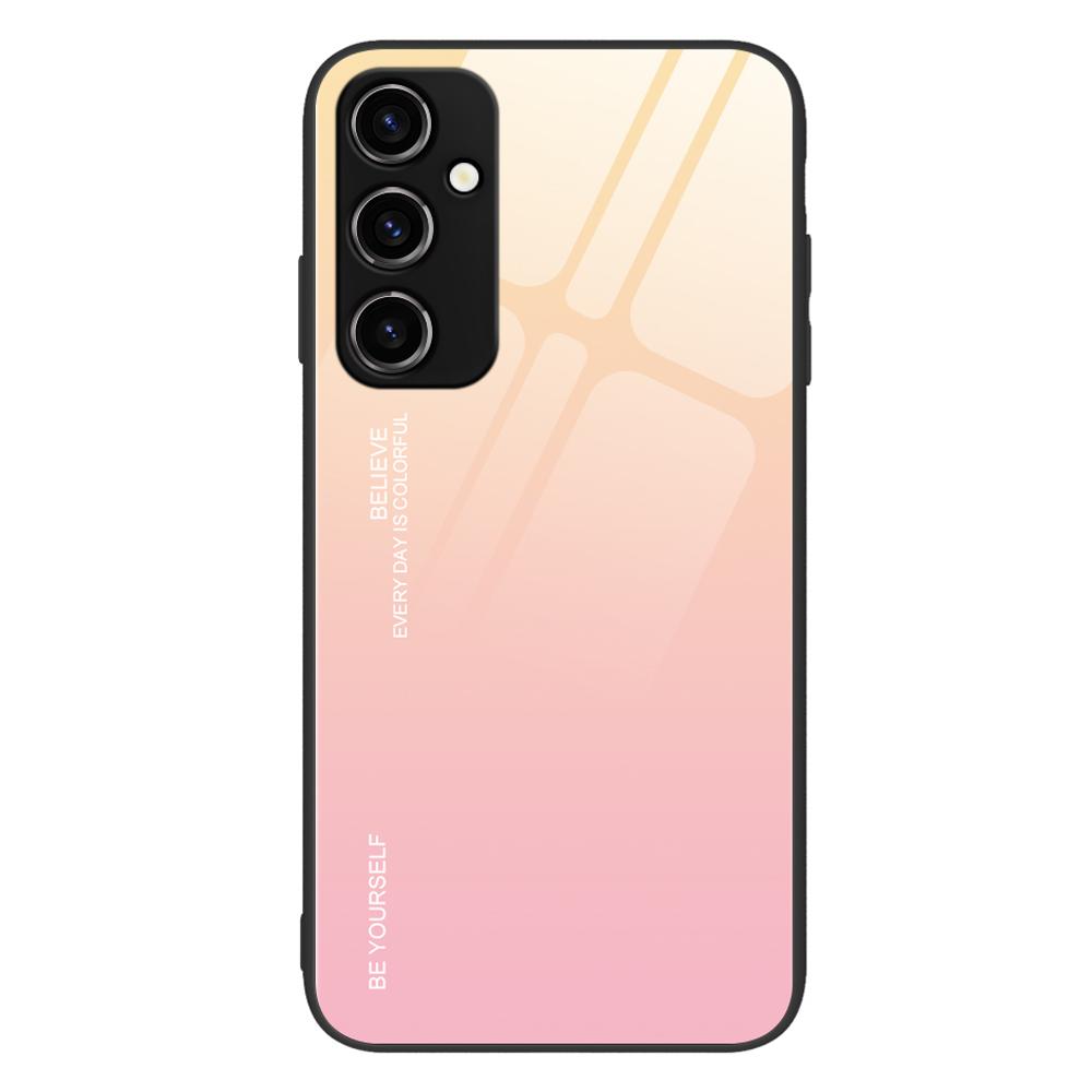 For Samsung Galaxy A34 5G Gradient Color Phone Case Tempered Glass+PC+TPU Hybrid Shell Shock Absorption Cover