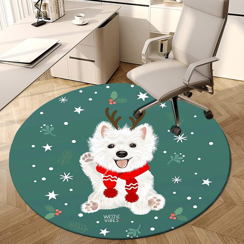 1pc Office Carpet Chair Mats Christmas Westie Vibes Perfect for Decorating Office Chairss, Or Bedrooms.YDT306
