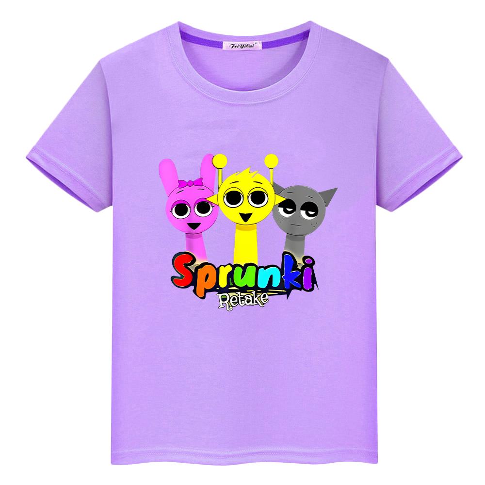 T-Shirt für Kinder Jungen 10 Jahre Print Sprunki 100% Baumwolle Anime Kurze Sprunki Süße Tees Tops Pride T-Shirt Y2K One Piece Mädchen Kleidung