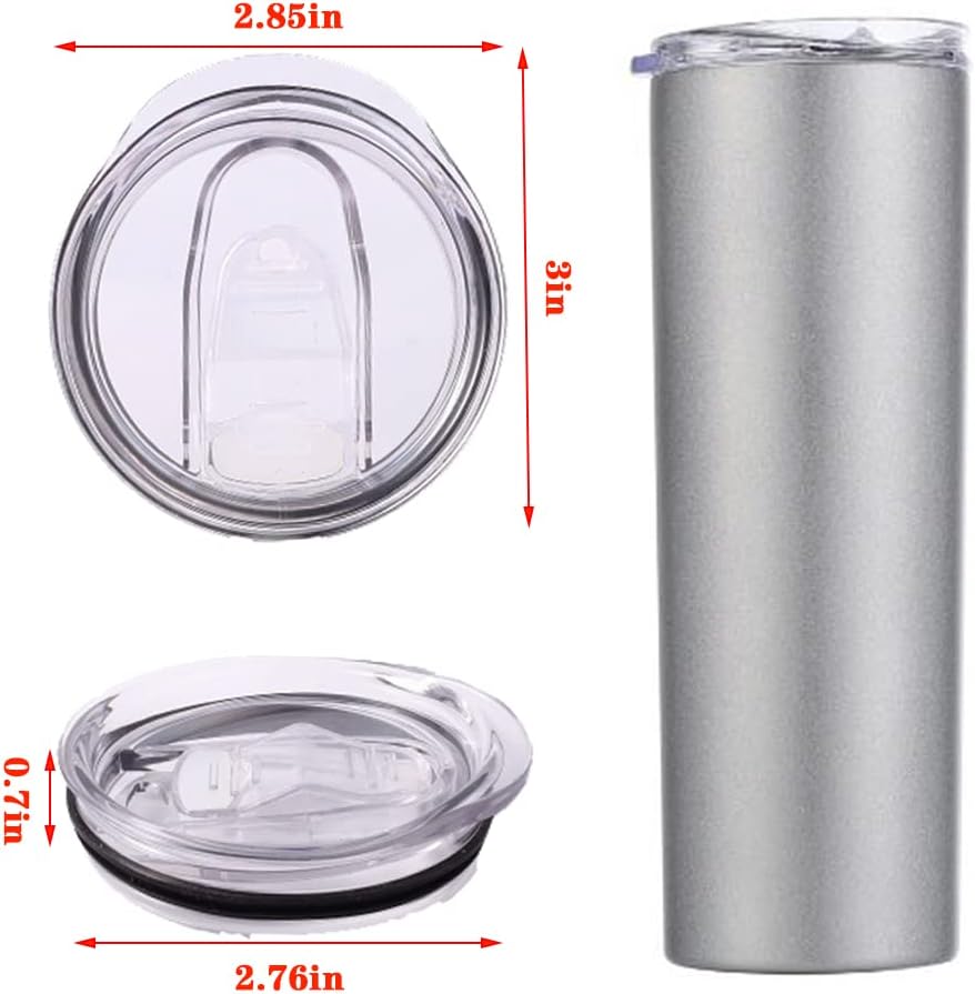 20-ounce water cup replacement thin lids (3-pack), 2.7-inch cup mouth, non-slip silicone leak-proof sliding lids compatible with multiple brands